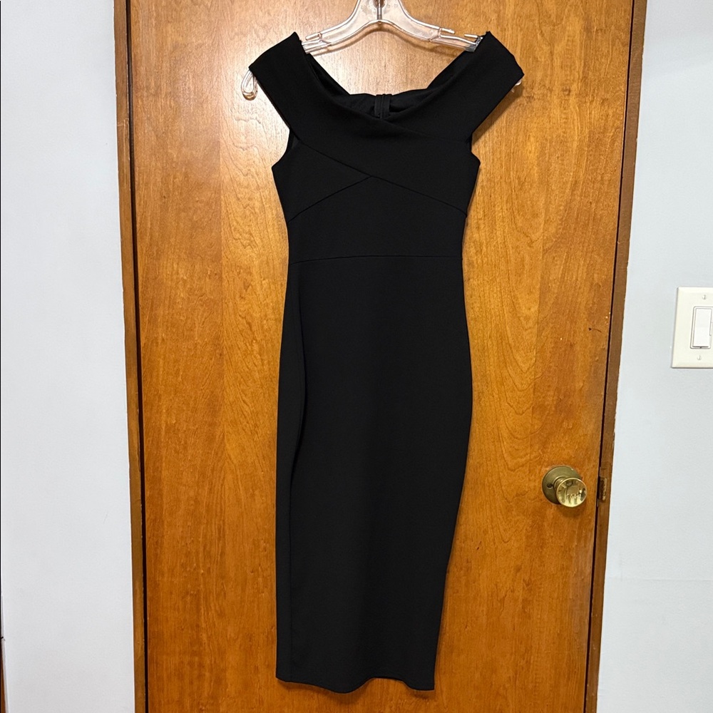 Missguided Black Off-Shoulder Midi Dress - size xS